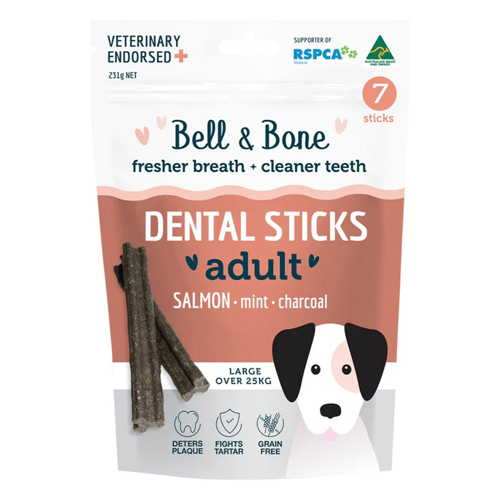 Buy Bell and Bone Dental Sticks Salmon Mint and Charcoal for Large Dogs Online