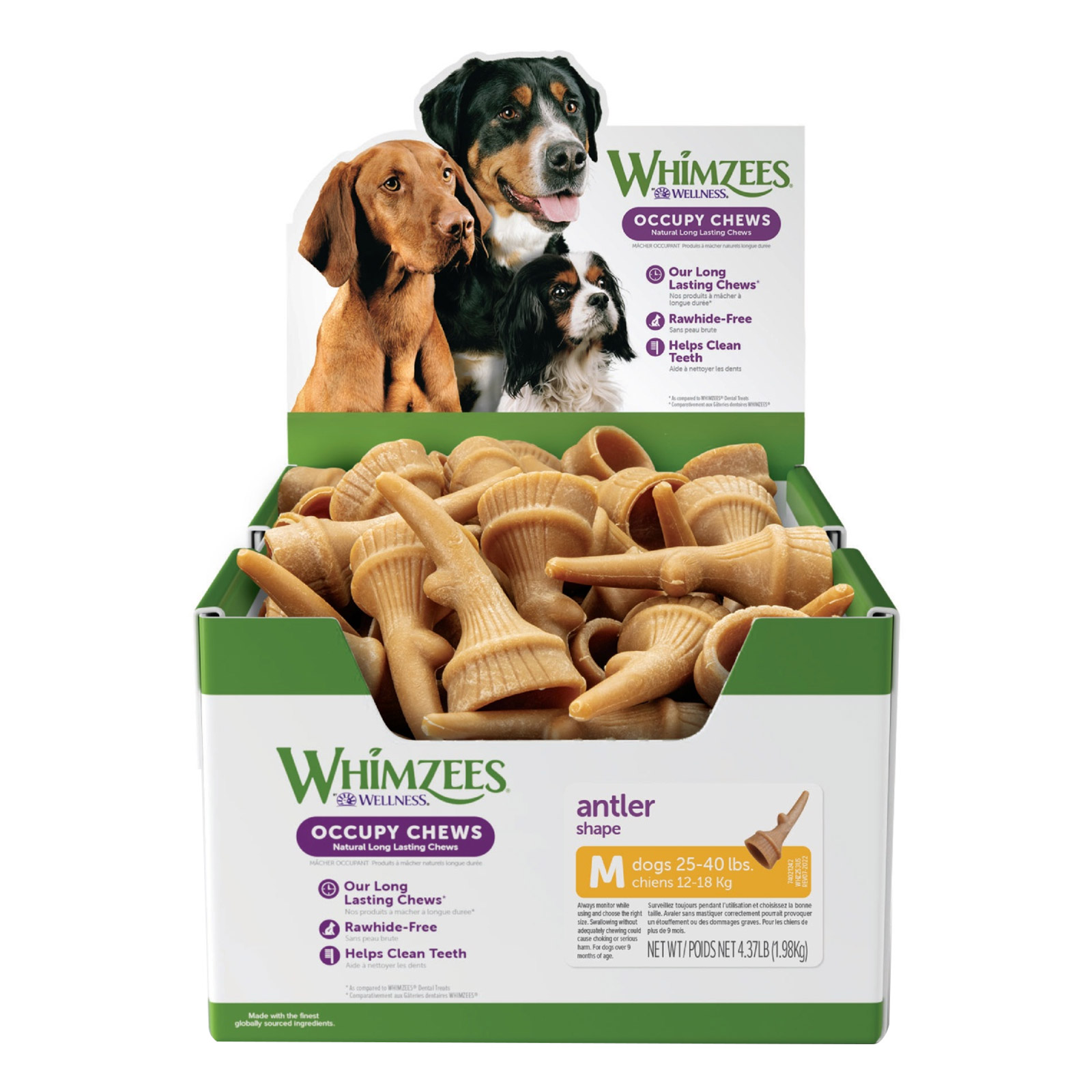 Whimzees Occupy Calmzees Antler Bulk Box Dog Dental Treats Medium