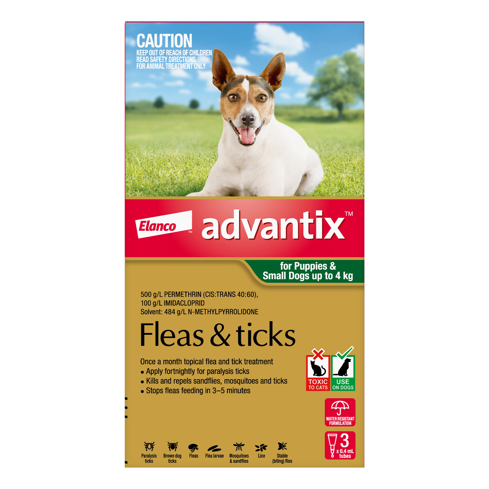 Buy Advantix For Small Dogs Pups Up To 4Kg Green 3 Pack Online