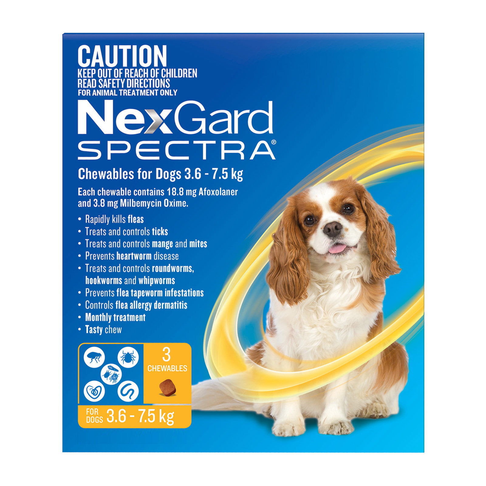 Buy Nexgard Spectra Small Dogs 3.6 7.5kg Yellow Online