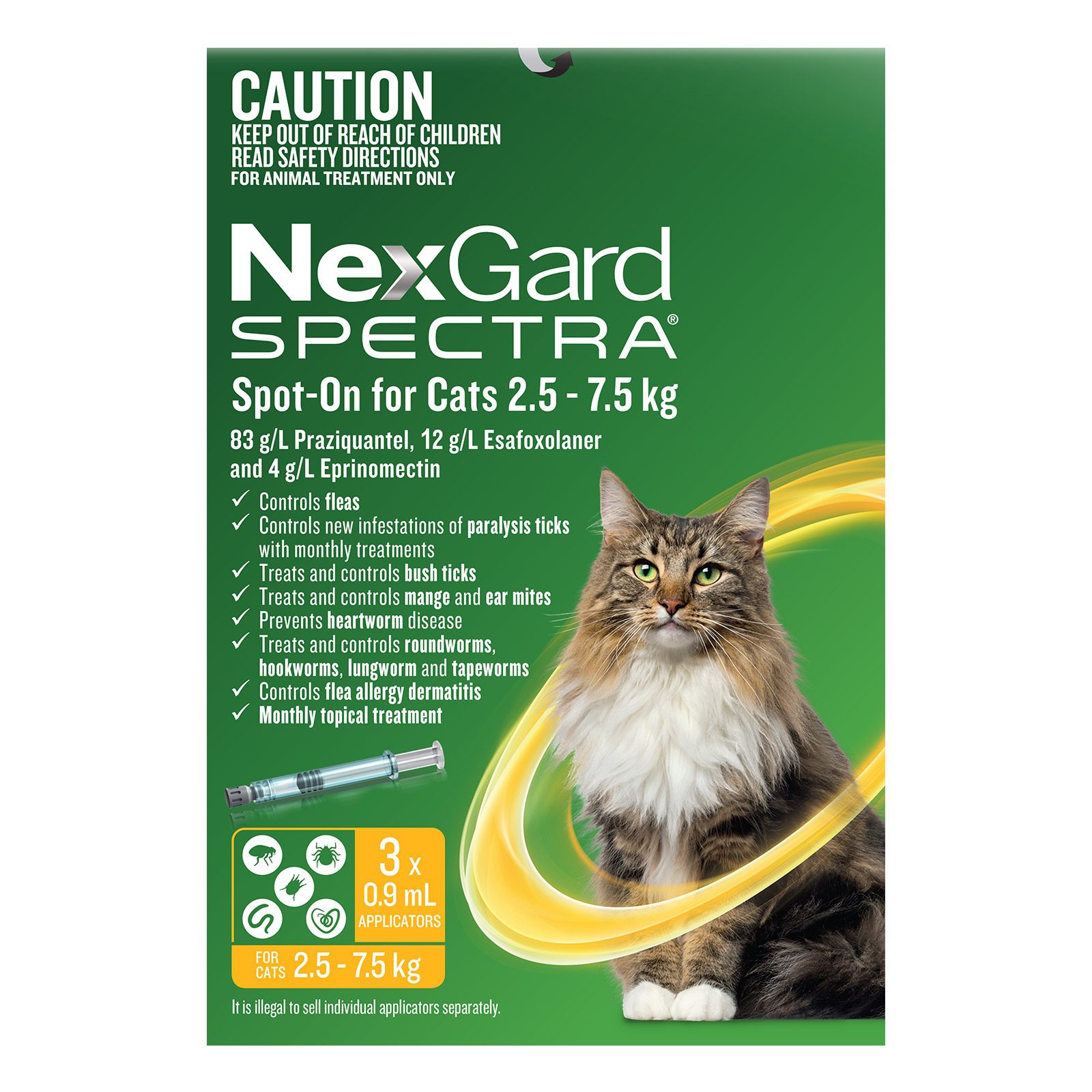 Buy Nexgard Spectra Spot On for cats for Large Cats 2.5 to 7.5kg Online