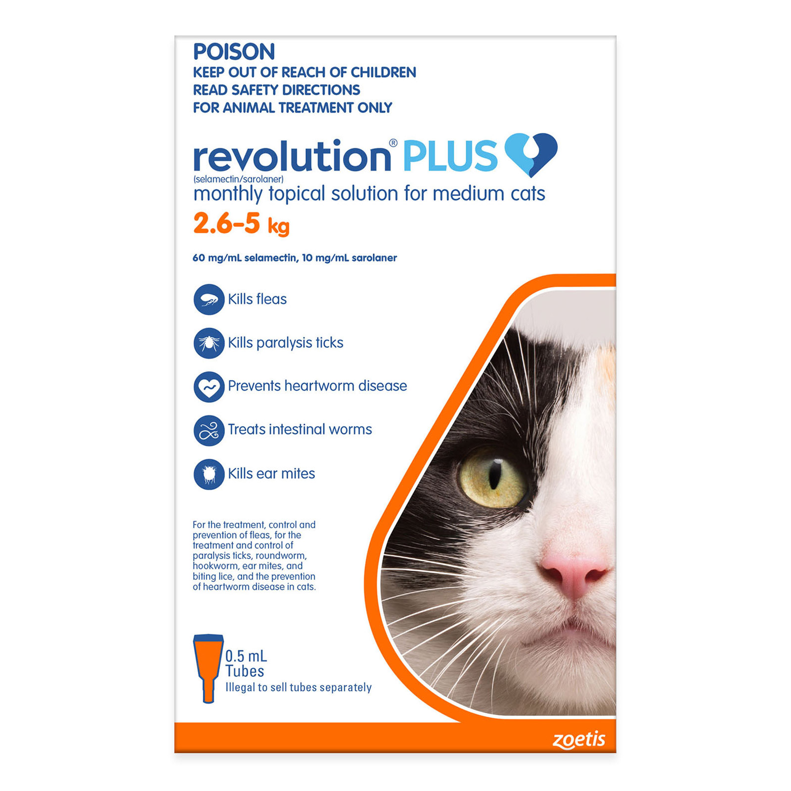 Buy Revolution Plus for cats for Medium Cats 2.5 - 5Kg (Orange) Online