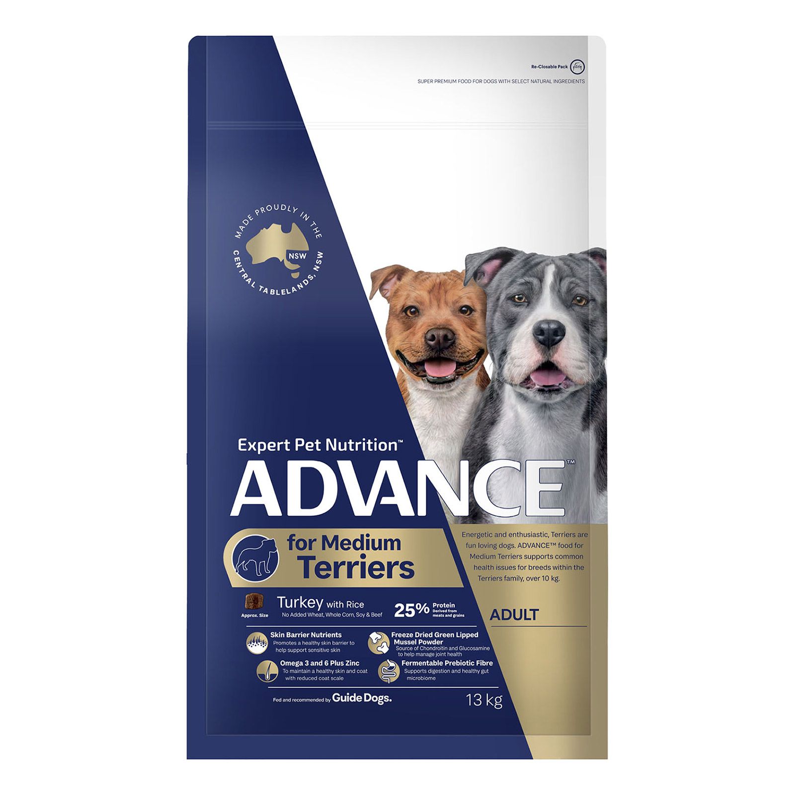 Advance Terriers Adult Medium Breed Turkey with Rice Dry Dog Food